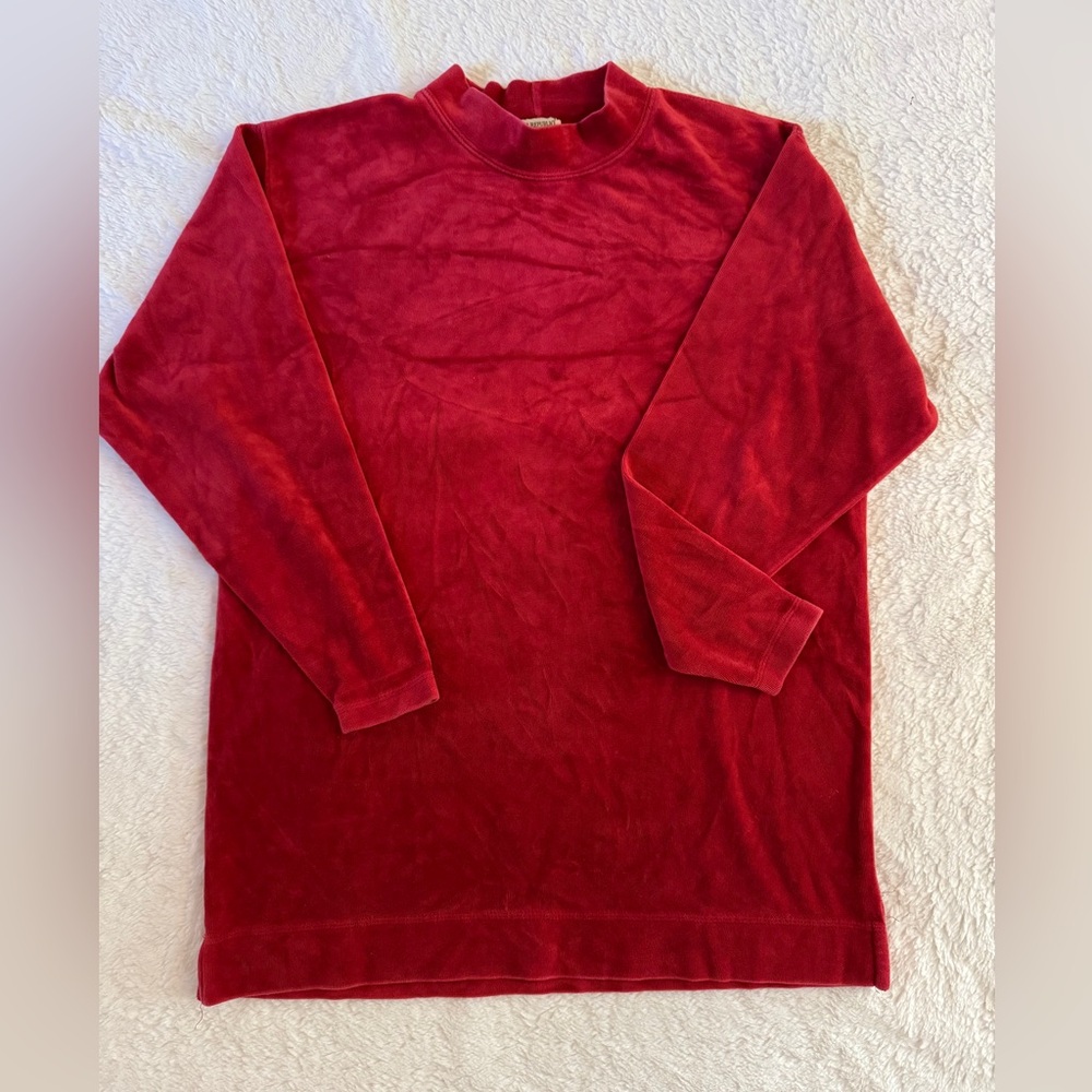 Banana Republic vintage 80’s garnet red velour long sleeve tunic‎ top EVC size S